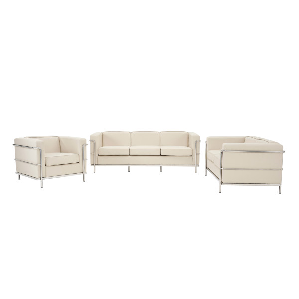 Belmont Triple Seater Cubed Leather Faced Reception Chair